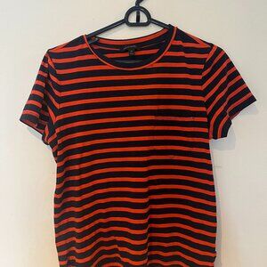 Banana Republic Red & Blue Striped Short Sleeve Shirt in Medium